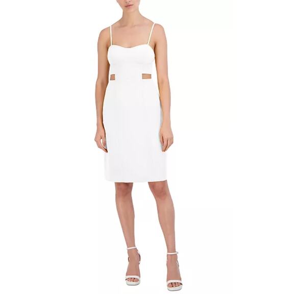 NWOT BCBG NEW YORK Women's Twill Cutout Day Dress In Off White. Size 6. - Picture 1 of 8